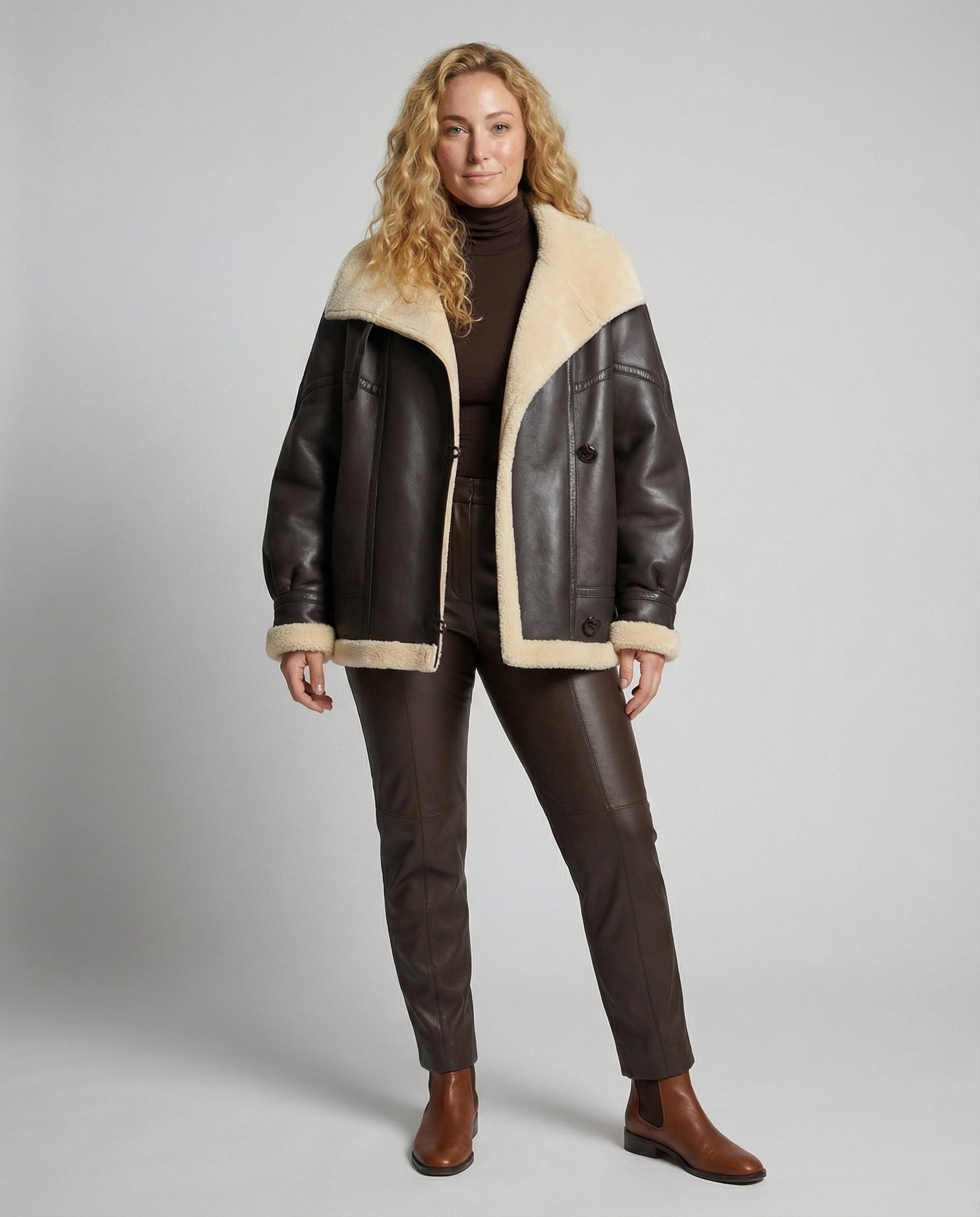 Avarylane | Faux Leather Jacket for Women | Warm Design with Lined Collar