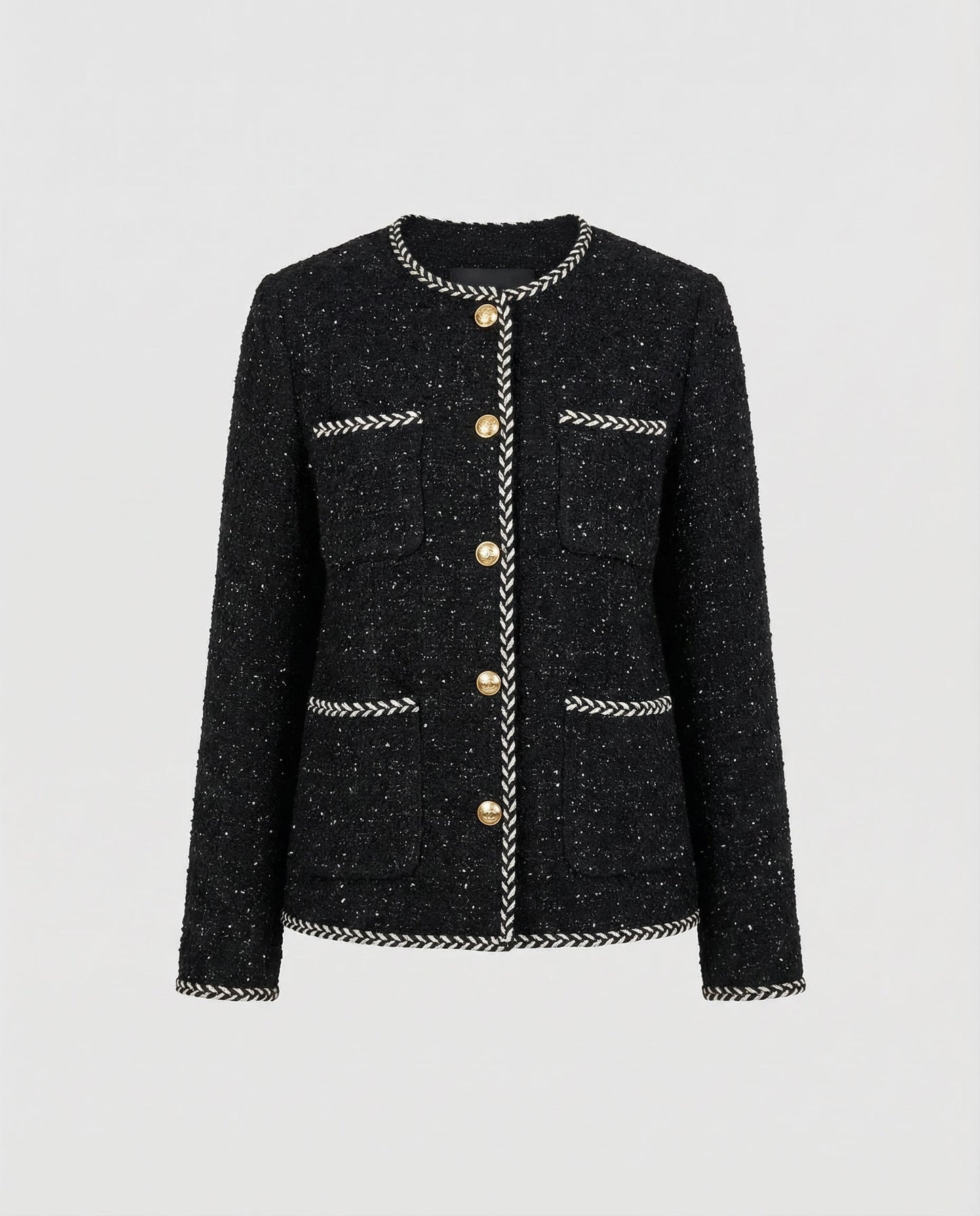 Avarylane | Tweedull Jacket for Women | Long Design with O-neck and Texture
