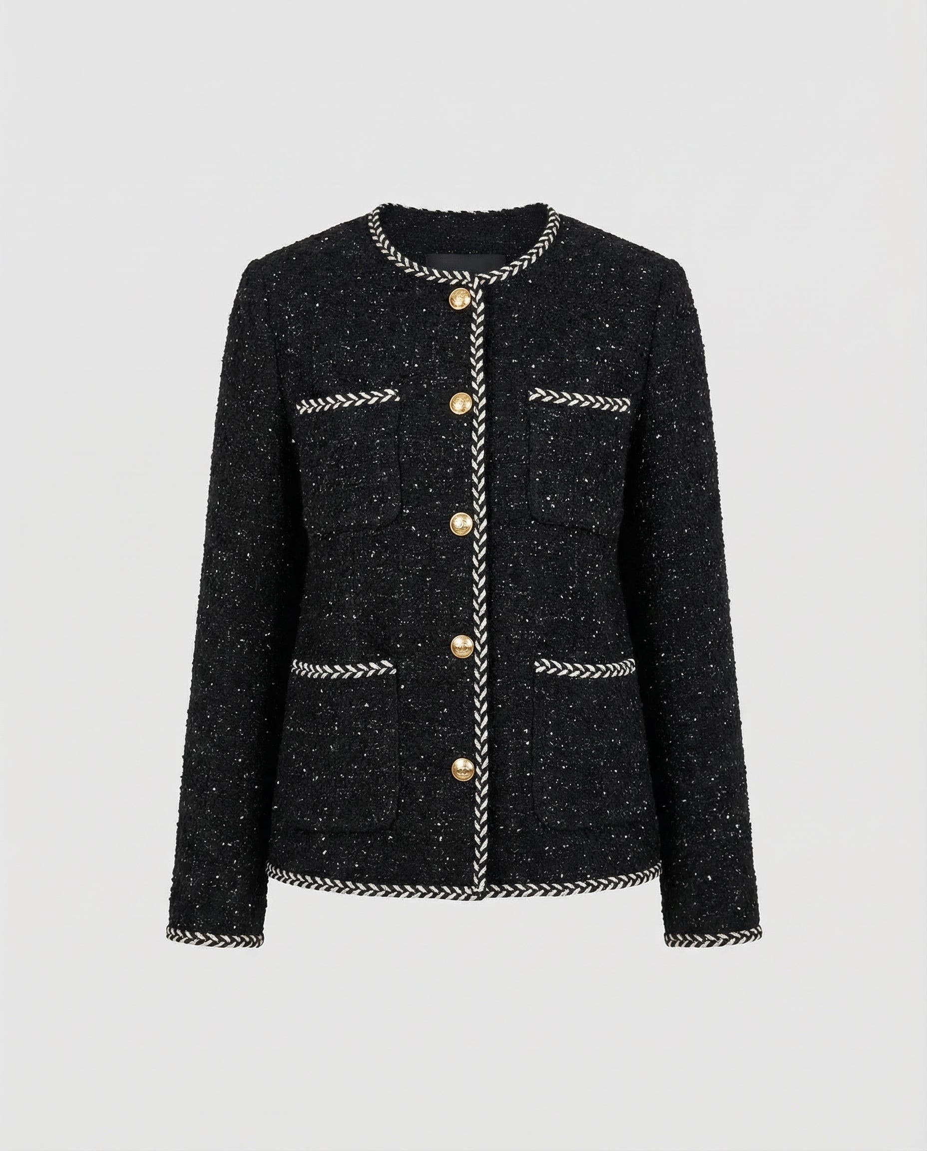 Avarylane | Tweedull Jacket for Women | Long Design with O-neck and Texture