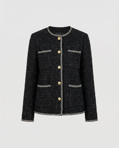 Avarylane | Tweedull Jacket for Women | Long Design with O-neck and Texture