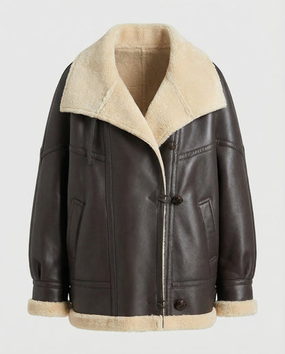 Avarylane | Faux Leather Jacket for Women | Warm Design with Lined Collar