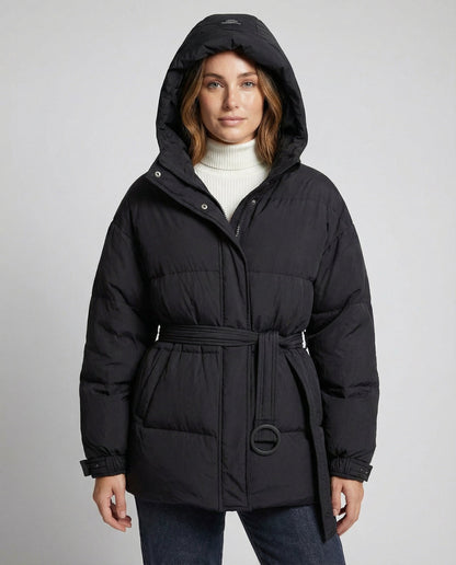 Avarylane | Down Jacket for Women | Adjustable Belt and Warming Winter Design Black