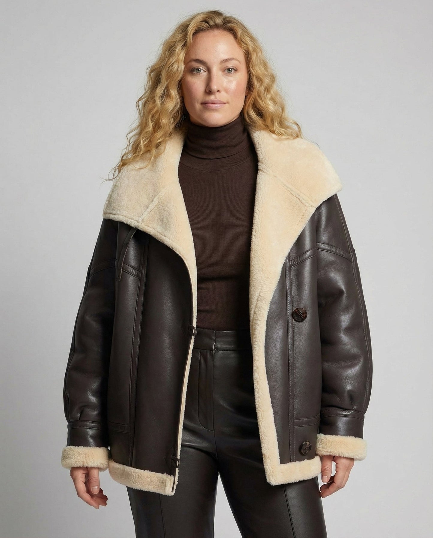 Avarylane | Faux Leather Jacket for Women | Warm Design with Lined Collar Black